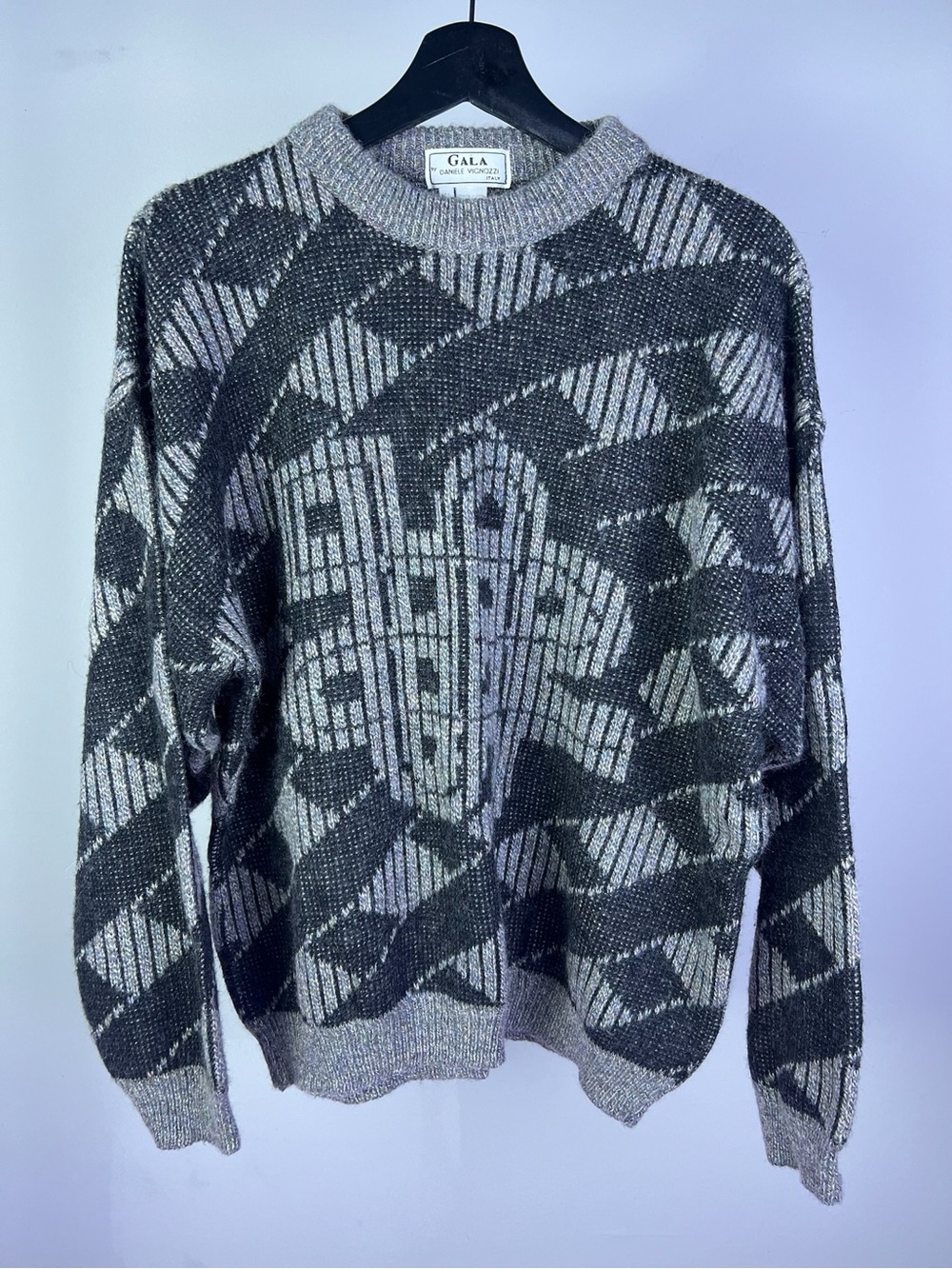 Vintage 80s Tricots St. Raphaël x Nordstrom Merino Wool Geometric Sweater XL